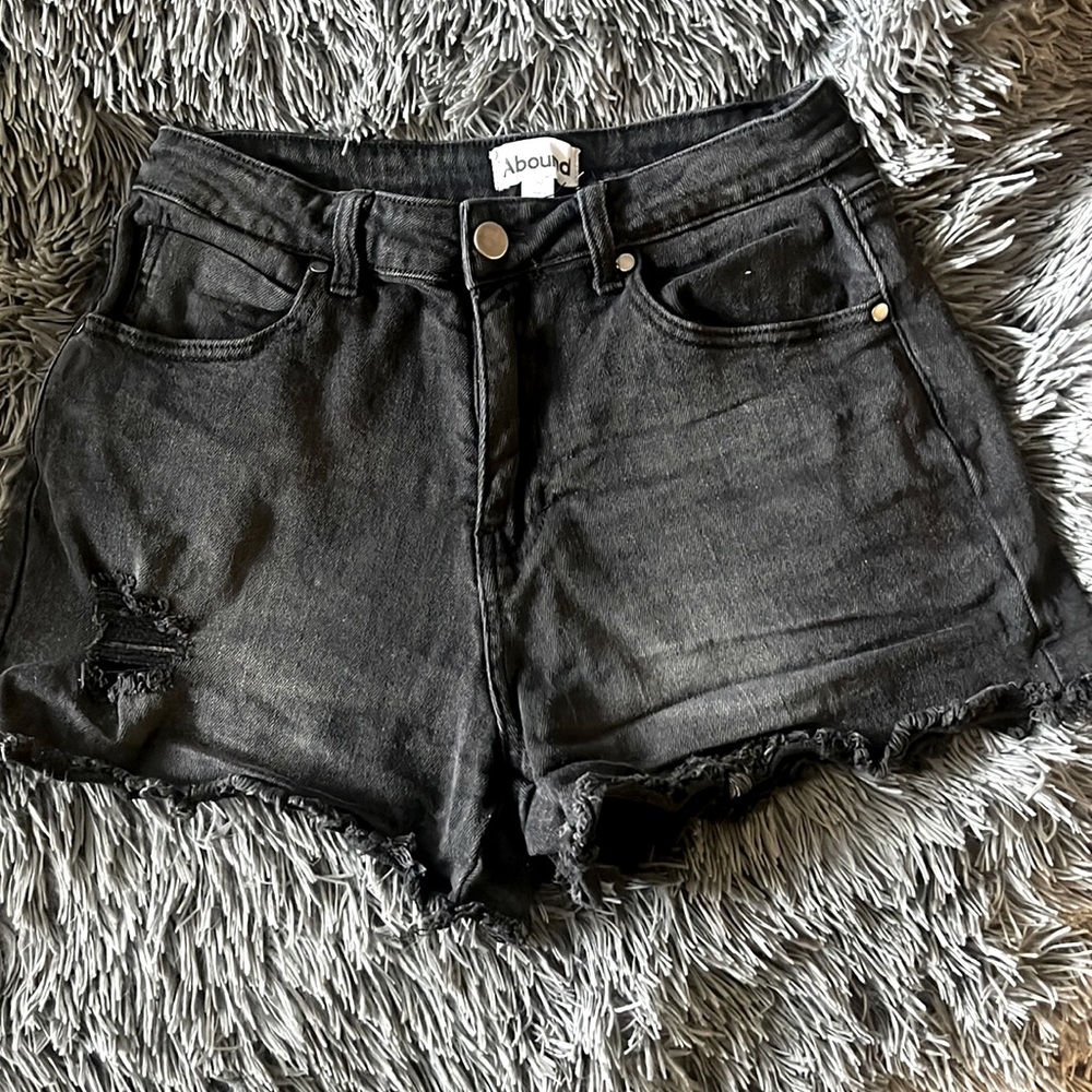 Black fringe denim shorts size 30/10